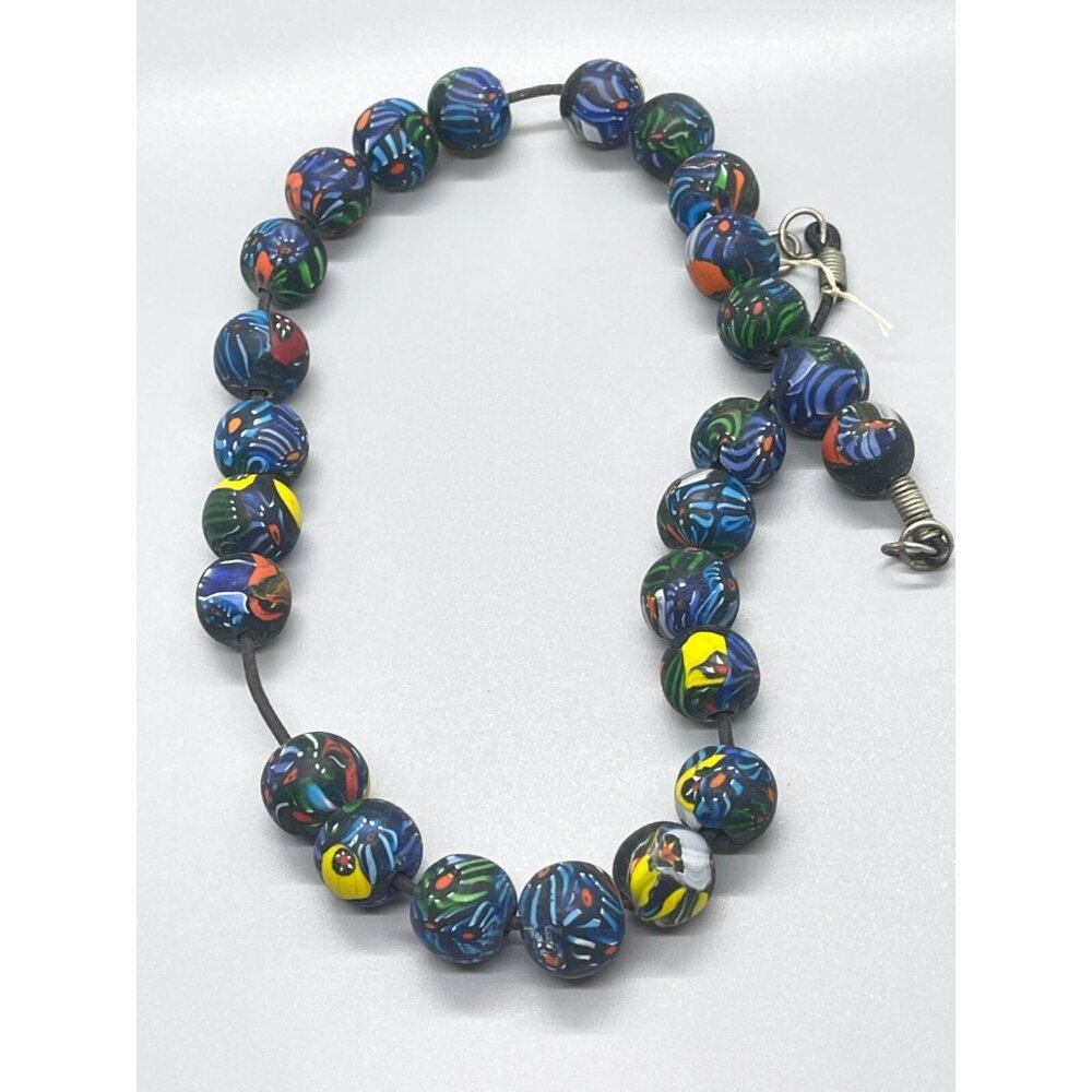 Vintage 25 Large Chunky Venetian Cane Millefiori Glass Trade Beads 20mm - Picture 7 of 8